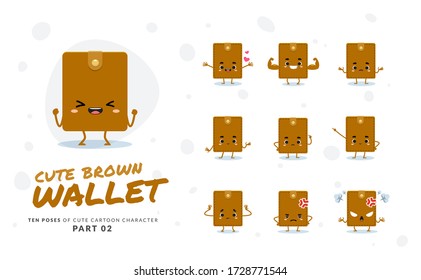 cartoon images of Brown Wallet. Second set. Vector Illustration