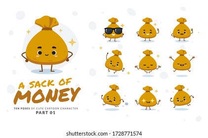 cartoon images of Money Sack. First set. Vector Illustration