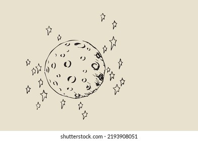 Cartoon images of the moon and stars around it