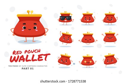 cartoon images of Red Wallet. First set. Vector Illustration