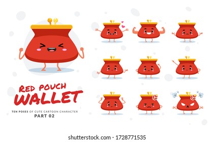 cartoon images of Red Wallet. Second set. Vector Illustration