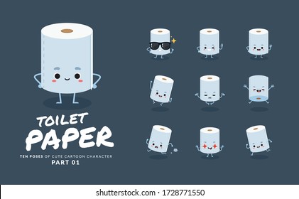 cartoon images of Toilet Paper. First set. Vector Illustration