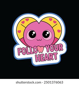 Cartoon images and trendy lettering decorate this cute sticker, Vector illustration