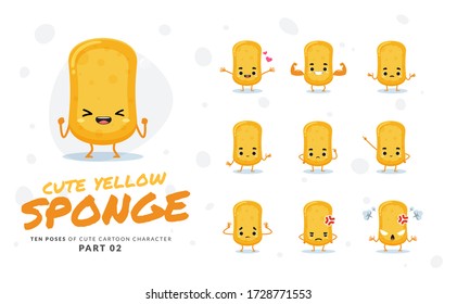 cartoon images of Yellow Sponge. Second set. Vector Illustration