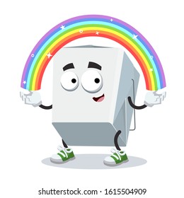 cartoon imagination chinese food box character mascot smiling on white background