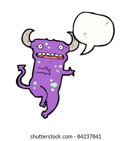 cartoon imp with speech bubble