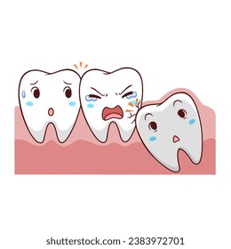 Cartoon impacted tooth in the gum.