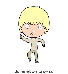 cartoon impressed boy pointing
