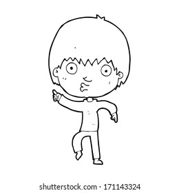 cartoon impressed boy pointing