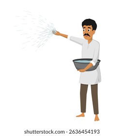 Cartoon Indian Farmer Character Vector, Indian Farmer Working Illustration