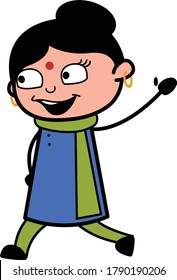 Cartoon Indian Lady saying Hello