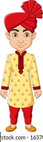 Cartoon Indian man in traditional dress