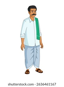 Cartoon Indian Man Vector Design, Cartoon Indian Father Character Illustration
