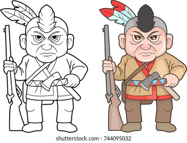 cartoon Indian warrior, funny image