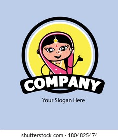 Cartoon Indian Woman as Company Logo