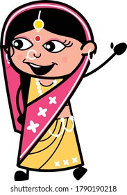 Cartoon Indian Woman saying Hello