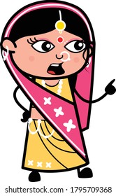 Cartoon Indian Woman Saying Something Character Design Illustration