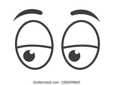 Cartoon indifferent Eyes. Vector illustration