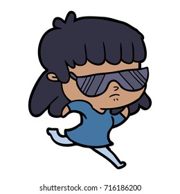 cartoon indifferent woman running