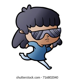 cartoon indifferent woman running