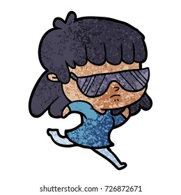 cartoon indifferent woman running