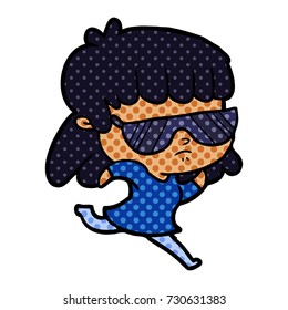 cartoon indifferent woman running