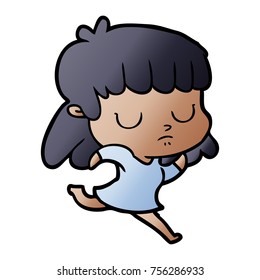 cartoon indifferent woman running