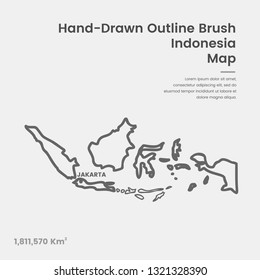 Cartoon Indonesia Map, Hand Drawn Indonesia Map, Doodle Indonesia Map Vector Outline Style Map Information