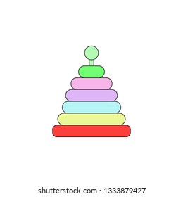 cartoon infant stacker toy colored icon. Signs and symbols can be used for web, logo, mobile app, UI, UX