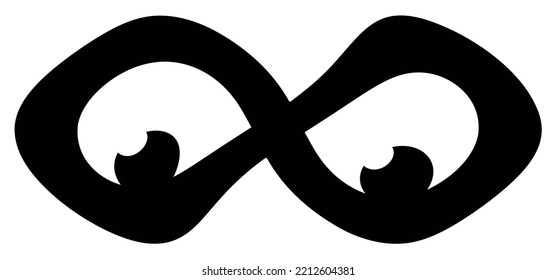 Cartoon infinite logo. eye symbol or pictogram. Line pattern. eternity, infinity, endless, loop symbols. Look, eyes pictogram.  Vector unlimited infinity line shape sign. Infinit repetition pattern
