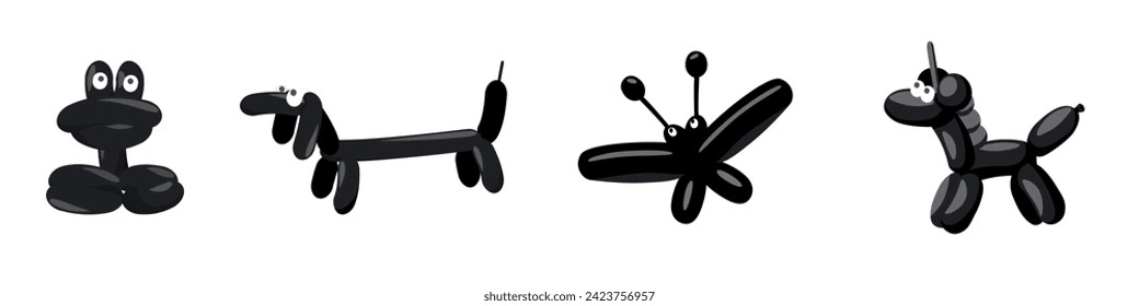animales inflables de dibujos animados. Ilustración del vector