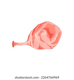 Cartoon inflatable balloon of various shapes and colors. Empty rubber blowing process. Latext uninflated element. Vector illustration on white background