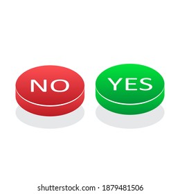 Cartoon Infographic With Green Yes No Button. Cartoon Green Button. Vector Illustration.