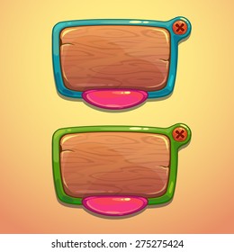 Cartoon information panels, vector game ui elements