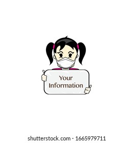cartoon information worker mask protection graphic