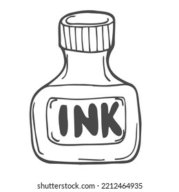 Cartoon ink bottle in doodle style