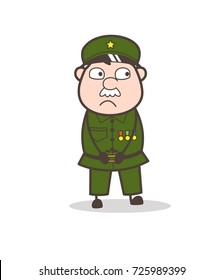 Cartoon Curious Sergeant Face Vector Illustration: เวกเตอร์สต็อก (ปลอด