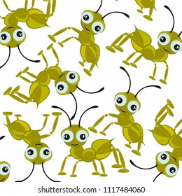 Cartoon insect ant pattern on white background