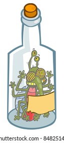 Cartoon Insect in a Bottle.