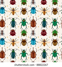 cartoon insect bug seamless pattern