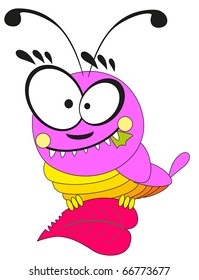 cartoon insect - catepillar on white background