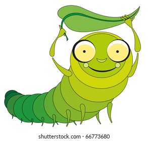 cartoon insect - catepillar on white background