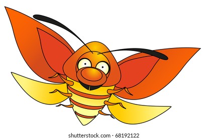 cartoon insect - color bug on white background