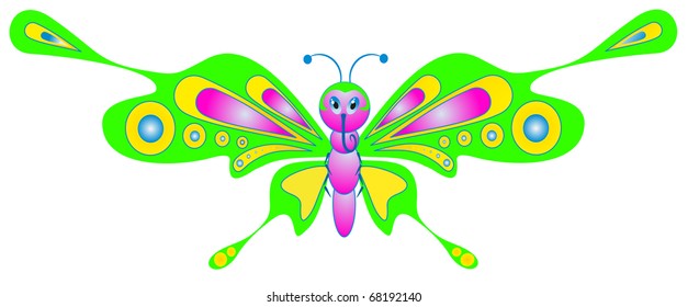 cartoon insect - color butterfly
