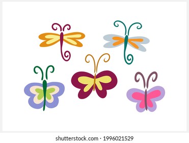 Icono de insecto de dibujos animados aislado en blanco. Mariposa animal. Ilustración de material vectorial. EPS 10