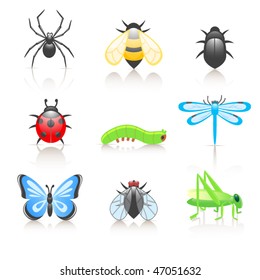 Cartoon insect icon set