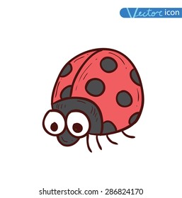  cartoon insect ladybug icon, vector illustration.