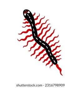Cartoon insect monster black and red vector illustration