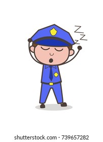 Cartoon Inspector Sleeping Vector Illustration