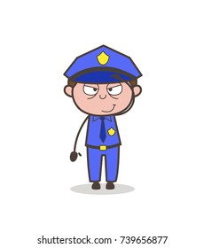 Cartoon Inspector Smirking Face Expression